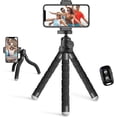 thumbnail image 1 of Flexible Portable Cell Phone Tripod Stand, Small Mini Tripod with Remote Control for Video Recording, Vlogging and Travel Photography (Black), 1 of 3