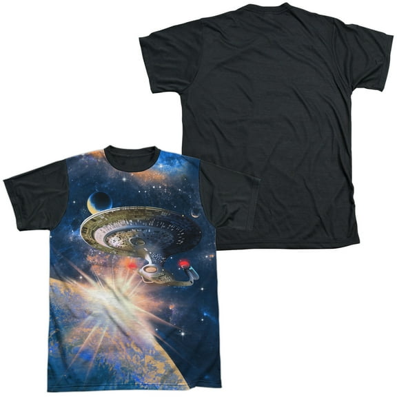 Star Trek - Next Generation Enterprise - Short Sleeve Black Back Shirt - Small