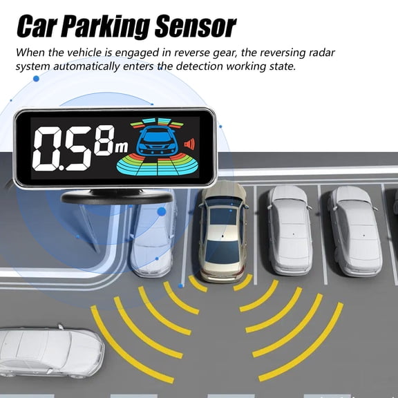 Reversing ,Display Sound Buzzer Huiop Car Car With 8 Distance Rear Radars Lcd Distance Display Audio Buzzer Voice Display Audio Buzzer Color Lcd Display Buzzer Mute White Buzhi