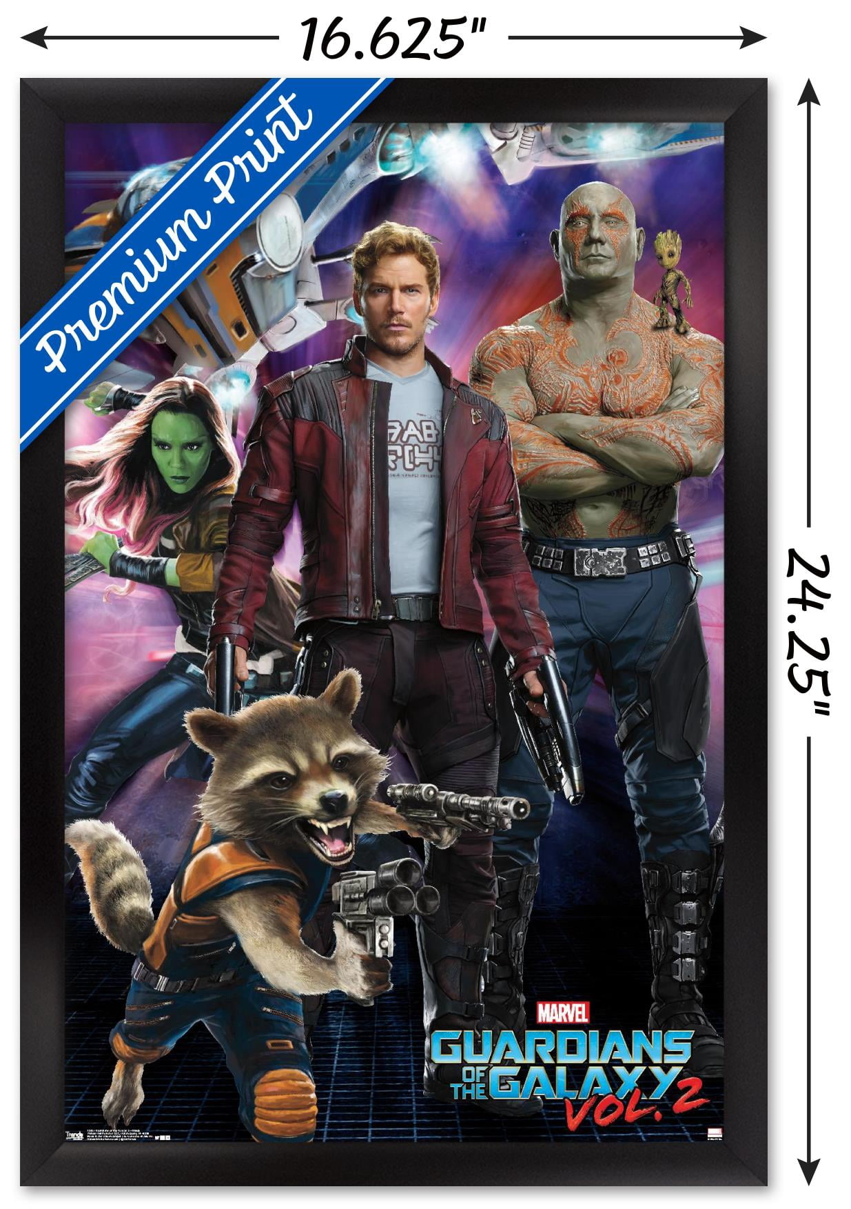 Marvel Cinematic Universe - Guardians of the Galaxy 2 - Group Wall Poster, 14.725" x 22.375", Framed