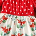 thumbnail image 5 of PatPat Toddler Girl Polka dots Floral Print Splice Bell sleeves Dress, Red, Girl: 3 Years, 5 of 6