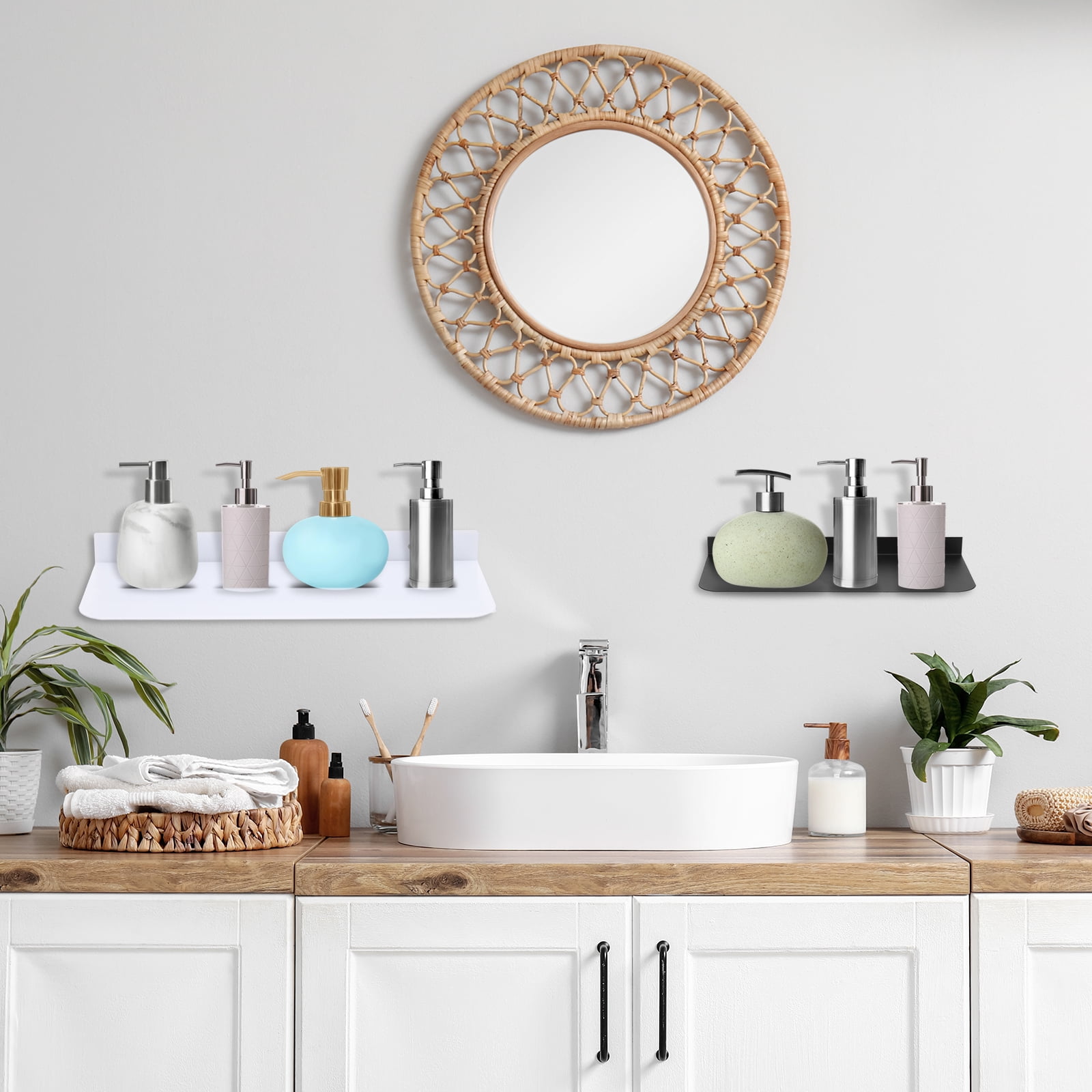 Uxcell Aluminum Shelves for Wall 16" White Floating Shelves Wall Mount Display Shelf Organizer for Bathroom