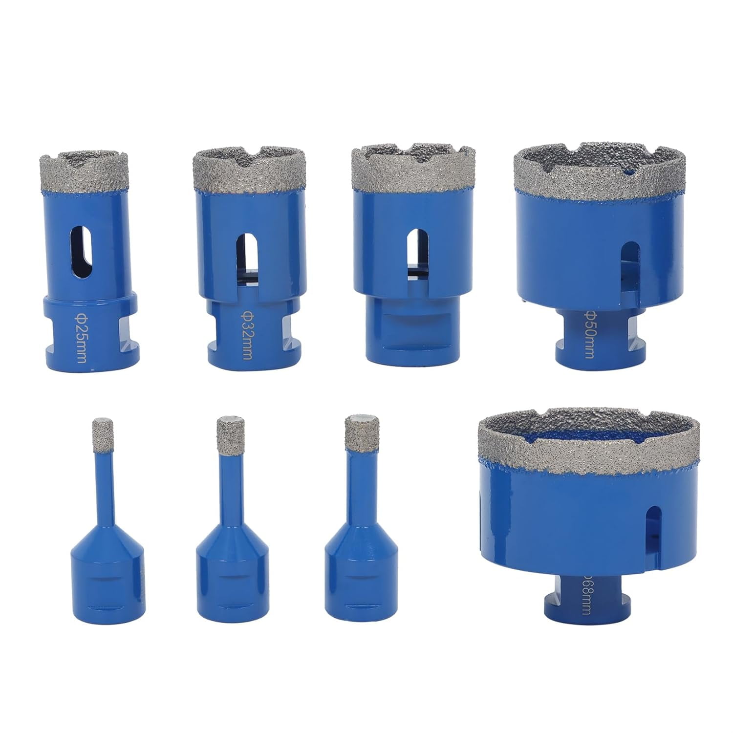 8pcs Diamond Hole Saw Drill Bits Set, 6-68mm M14 Threaded Core Drill Bits for Tile, Ceramic, Porcelain, Marble, Granite, Stone - Triangle Shank with Storage Case (Blue)