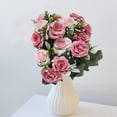 thumbnail image 6 of Rijanmt European Style 15 Bundles Luxury Faux Rose Bouquet,No Fading Artificial Peony Flowers,Faux Floral Bundles With Stem,Vase Floral Arrangements For Home Bridal Wedding Party Table,11.81" H,C, 6 of 7