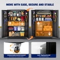 thumbnail image 4 of AUHUP Wider & Deeper Metal Storage Cabinet with Wheels,Tall Rolling Garage Storage Cabinet with Pegboards,Black Garage Metal Cabinets with Lock and Shelves, 43''Wx 20''Dx71"H, 4 of 10