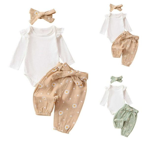 Fesfesfes Fall Outfits For Girls Toddler Baby Girls Long Sleeve Printed Color T-Shirt Round Neck Jumpsuit Romper Blouses Shirts Sets