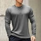 thumbnail image 1 of pstuiky mangas largas para hombre, Suéter de manga larga con cuello redondo y base para hombre, estilo otoñal, color liso tops de invierno para hombre m, 1 of 3