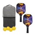 thumbnail image 1 of Pickleball Paddle Set, 4x Pickleballs Balls, con bolsa portátil, agarre cómodo para patrón de tiras Cola Paletas de pickleball, 1 of 8