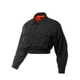 thumbnail image 2 of A2Y Women's Cropped Front Two Pocket Snap Quilted Padding Bomber Jacket Black M, 2 of 3