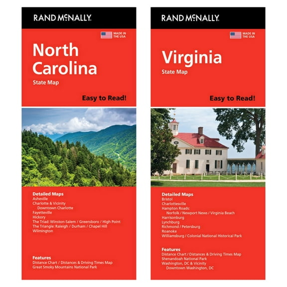 Rand McNally State Maps: North Carolina and Virginia (2 Maps)