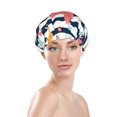 thumbnail image 3 of Easygdp Colorful Llama Shower Caps for Women, Double Waterproof Layers Shower Cap, Quick Drying Bath Hair Cap Reusable, 3 of 9