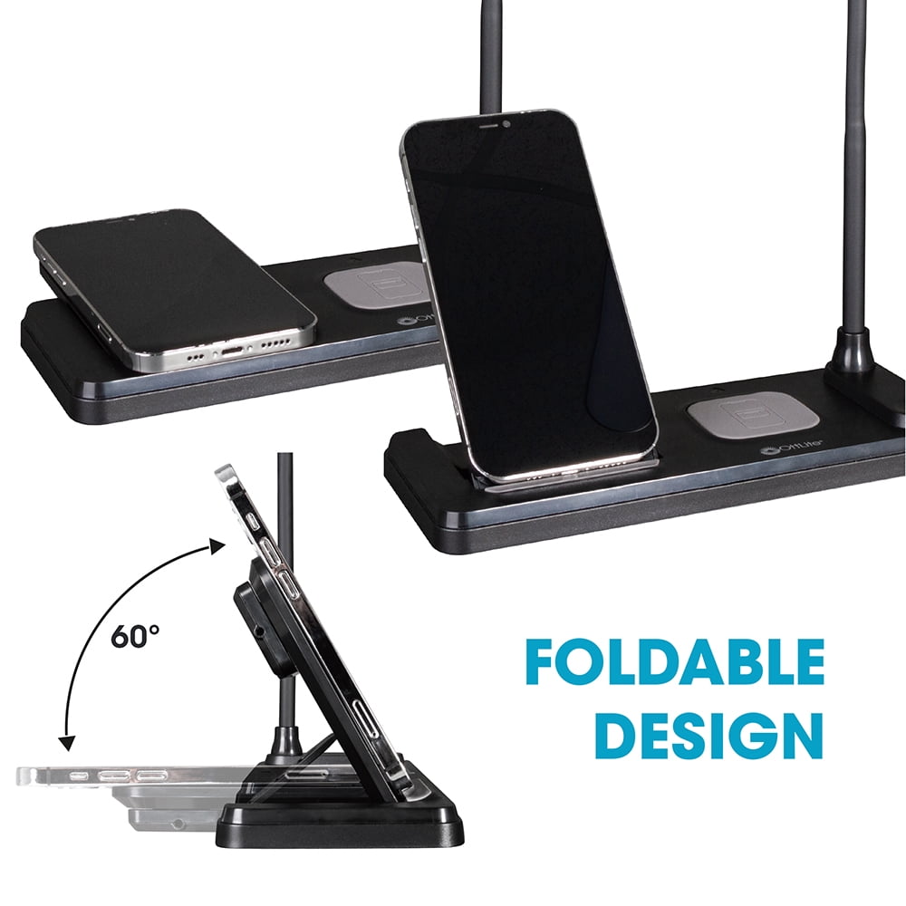 OttLite LED Desk Light with Multi-Device Charging Station, Black