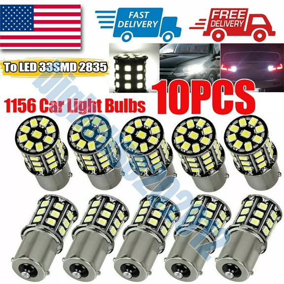 10pcs Super Bright White 1156 RV Trailer 33-SMD LED 1141 Interior Light Bulbs US