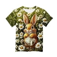 thumbnail image 5 of Easter Outfits for Girls Easter Bunny Egg Print Short Sleeved Printed Round Neck Casual T-shirt 3-15Y Army Green 7 Years, 5 of 5