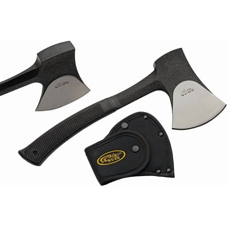 SZCO 11-Inch All-Purpose Camping Axe Fixed Blade Forged Steel Outdoor Hatchet with Ergonomic Rubber Grip and Heavy-Duty Nylon Sheath