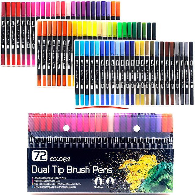 Rotuladores artísticos, bolígrafos para dibujar, pintar, Fineliner, puntas dobles, pincel para acuarela, caligrafía, suministros de arte, b-72 colores kaili Sencillez
