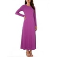 thumbnail image 4 of LIaqionyy Women's Maxi Dress Long Sleeve Casual Solid Color Crew Neck Split Side Summer Dresses Clothes, 4 of 8