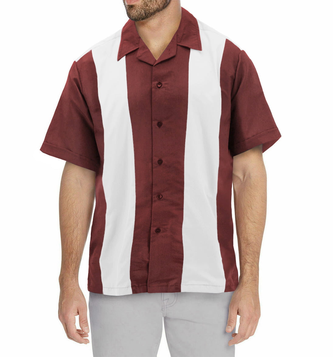 VKWEAR - Liquid West Men's Classic Retro Bowling Shirt ( #10 - White ...