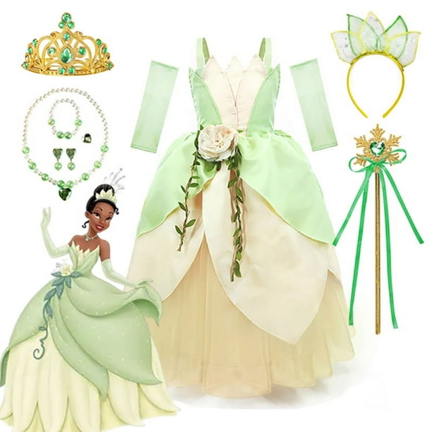 Disney vestido de princesa Tiana para ninas ropa de fiesta de cumpleanos Carnaval disfraz de campana Tinker