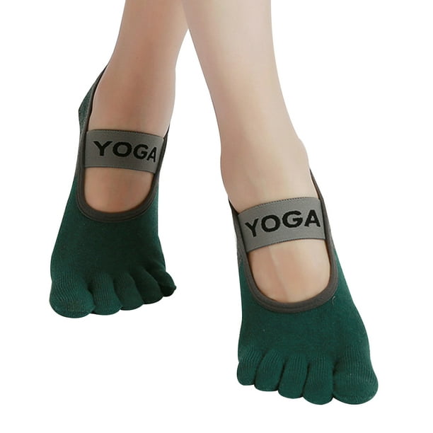Yoga Socks for Women with Grips, Non-Slip Five Toe Socks for Pilates, Barre,  Ballet, Fitness 