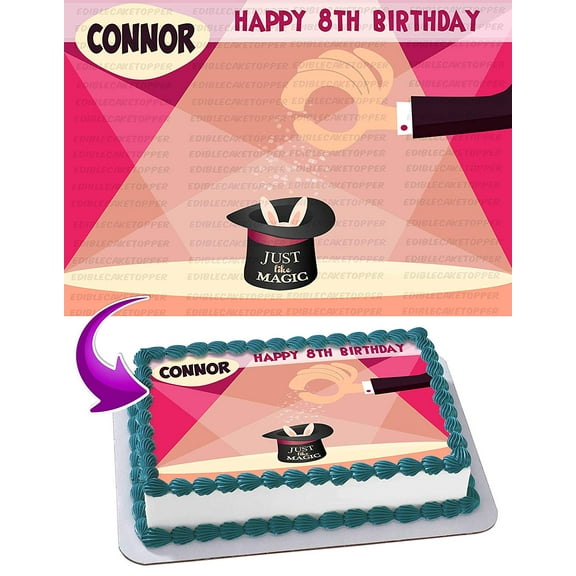 Magician Edible Cake Image Topper Personalized Picture 1/4 Sheet (8"x10.5")