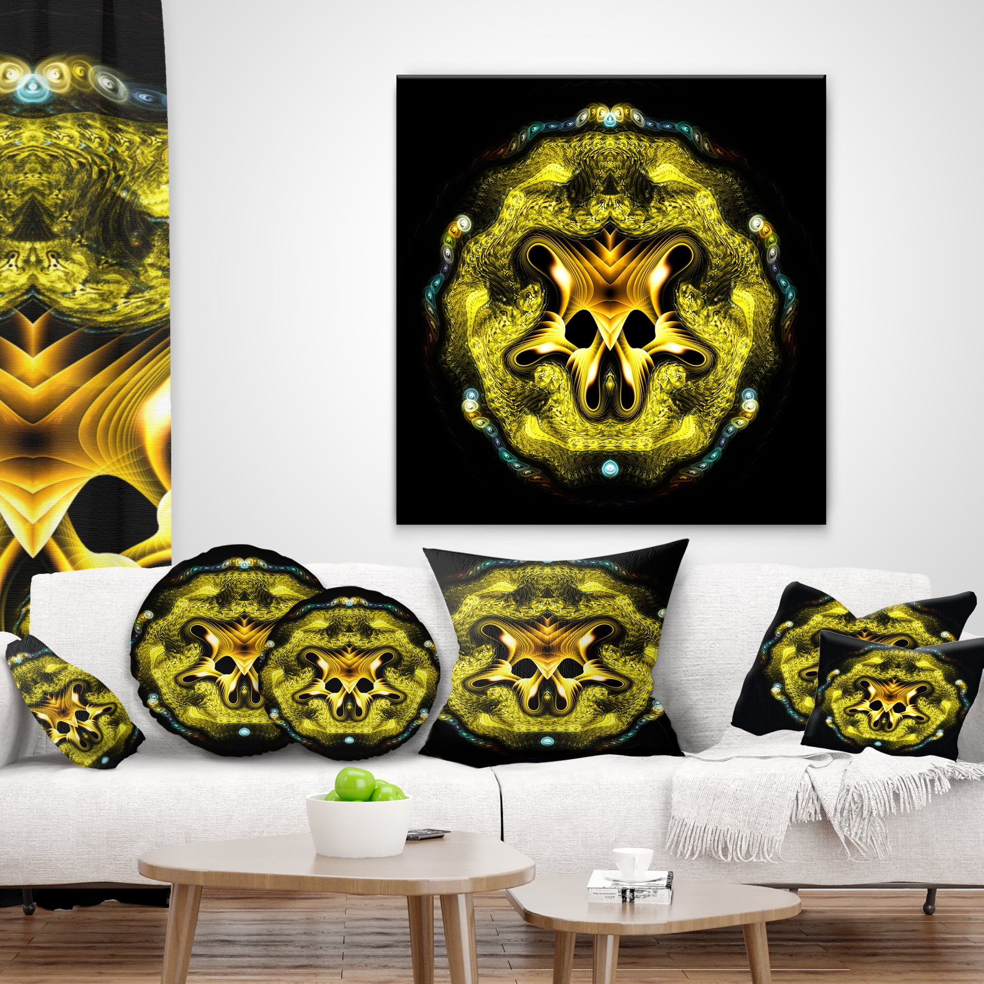 Designart 16" x 16" Abstract Multi-color Fractal Polyester Throw Pillow
