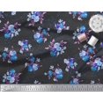 thumbnail image 2 of Soimoi Blue Polyester Crepe Fabric Leaves & Floral Decor Fabric Printed BTY 42 Inch Wide, 2 of 3