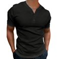thumbnail image 6 of Mens Henley Shirts Short Sleeve Waffle Casual Tees Summer Athletic Work Gym T Shirts, XL, 6 of 7