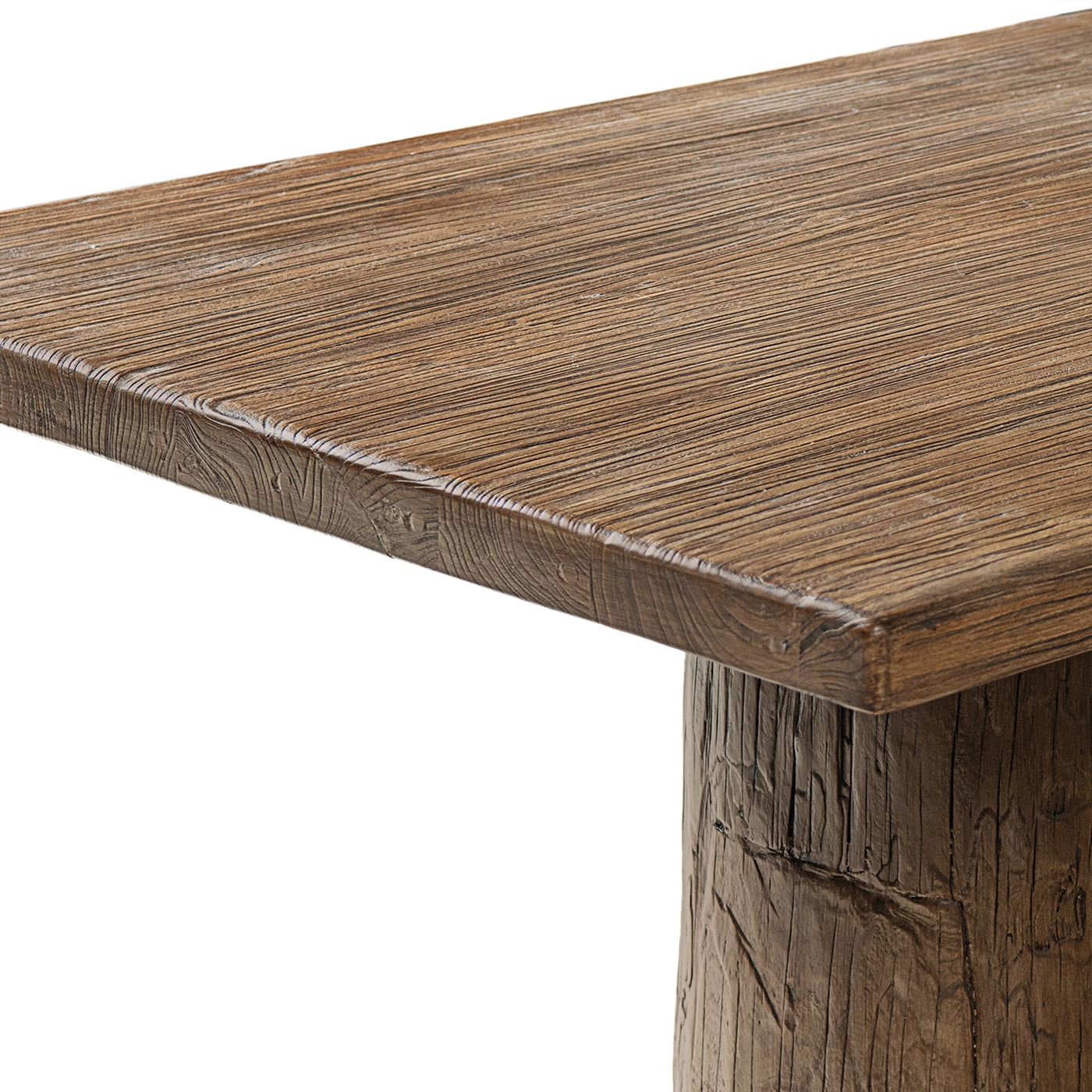 Arbor 84" Solid Reclaimed Elm Double Pedestal 8-Person Dining Table Heritage Medium-Dark Brown