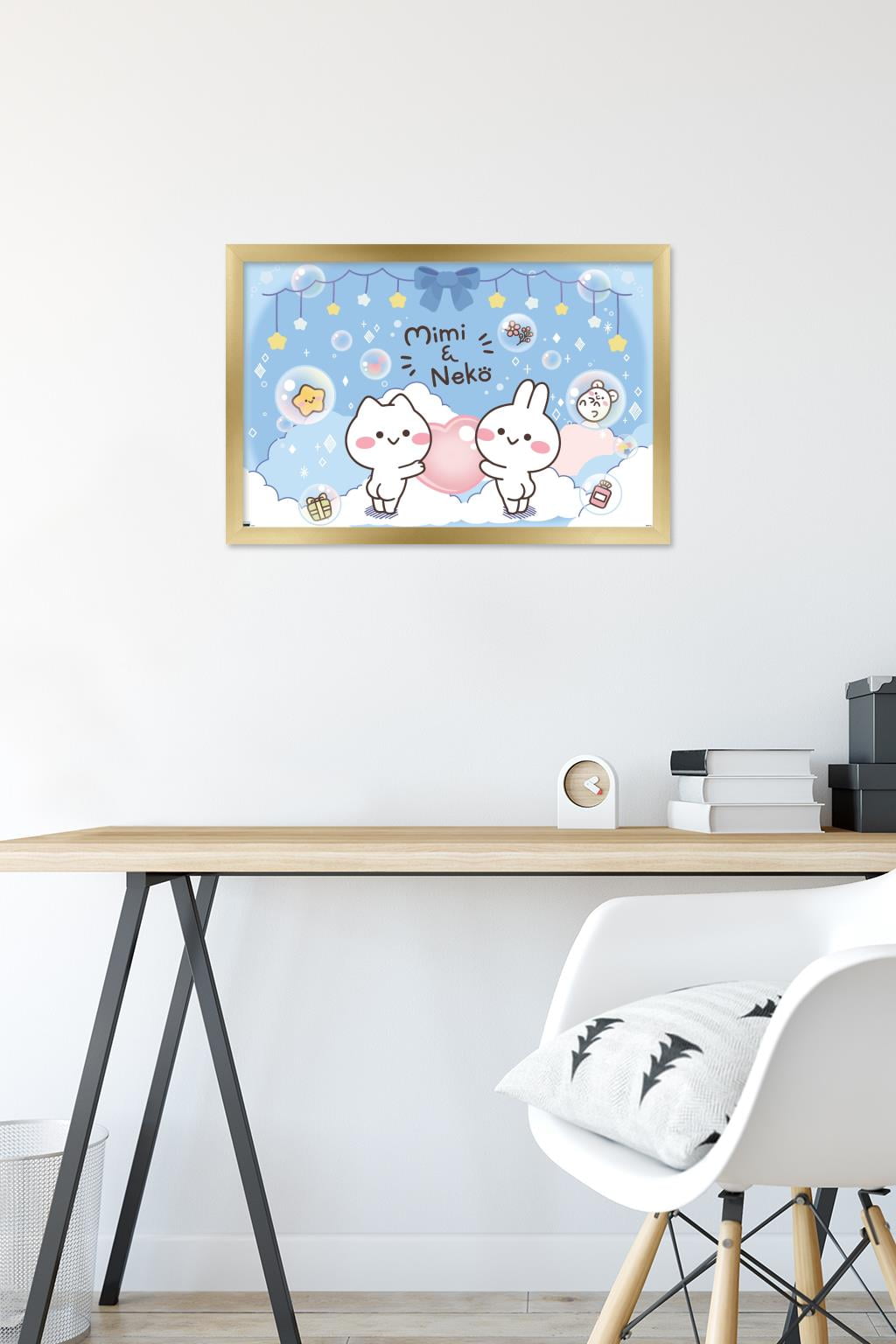 Mimi & Neko - Clouds Wall Poster, 14.725" x 22.375" Framed