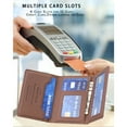 thumbnail image 5 of Allytechgroup Magnetic Card Holder Wallet Compatible with iPhone 16/15/14/13/12 Series, RFID Blocking PU Leather MagSafe Wallet with Kickstand & Zipper Pocket, Holds 6 Cards & Cash, Brown, 5 of 12