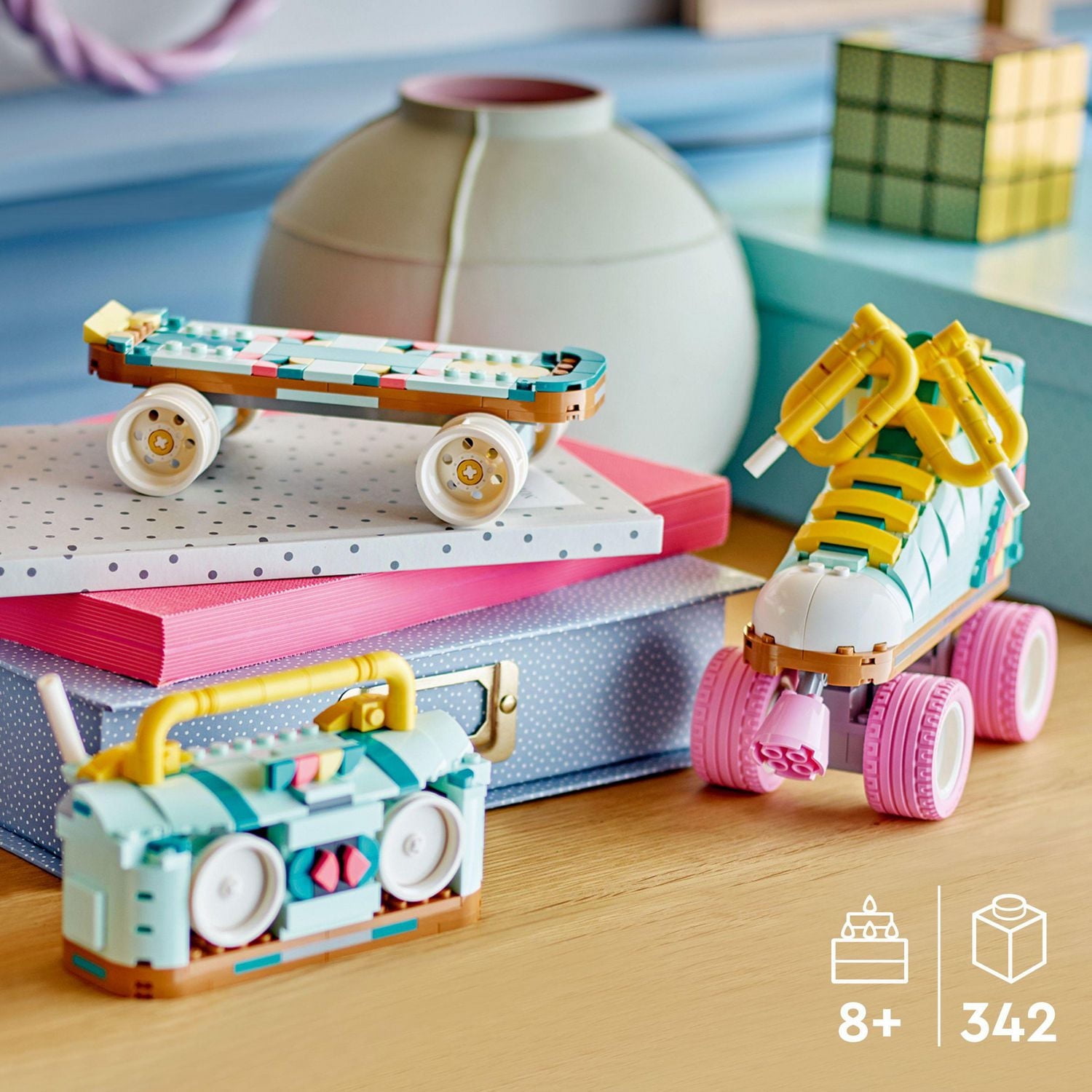 LEGO Creator 3 in 1 Retro Roller Skate Building Kit, Transforms from Roller Skate Toy to Mini Skateboard to Boom Box Radio, Birthday Gift for Skaters, Cool Toy for Boys and Girls Ages 8 and Up, 31148, Includes 342 Pieces, Ages 8+