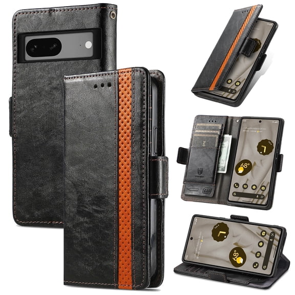SaniMore Magnetic Clasp Wallet Case for Google Pixel 8A with Cash & Card Slots, RFID Blocking Soft TPU PU Leather Shockproof Protective Cover with Folio Flip Kickstand Shell, Black