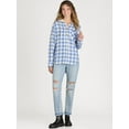 thumbnail image 2 of Time and Tru Women's Hooded Flannel Button Down Shirt with Long Sleeves, Sizes XS-XXXL, 2 of 5