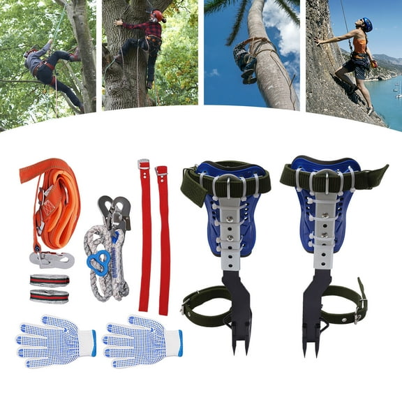 Portable Tree Climbing Spike Set Adjustable Pole Climbing Gear Kit W/ Safety Belt for tree climbing, fruit picking