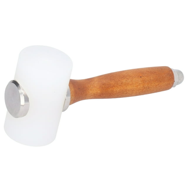 Martillo para tallar cuero, martillo de nailon para manualidades, herramienta de estampado con mango de madera (cabeza doble con mango amarillo)