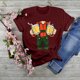 thumbnail image 1 of ICHUANYI Clearance Women's Fashion Summer Round Neck Leisure Short Sleeve Printing Tops(Wine, XXL) ICHUANYI WER2023081504997, 1 of 5