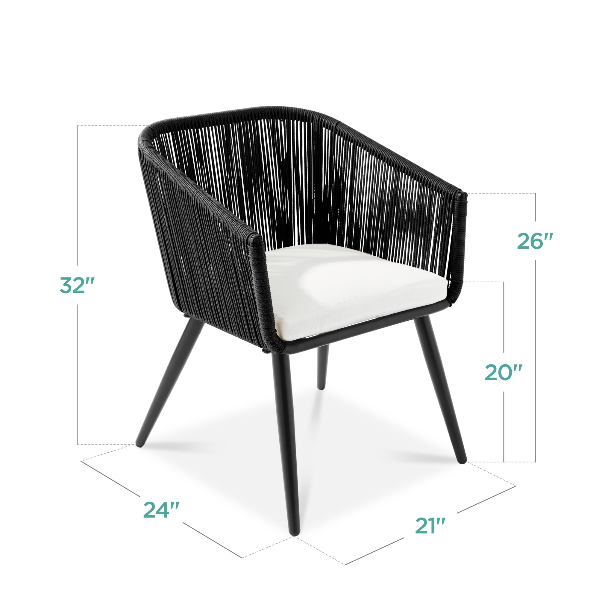 Best Choice Products Set of 2 Outdoor Patio Dining Chairs Woven Wicker Seating 250lb Capacity - Black/Ivory