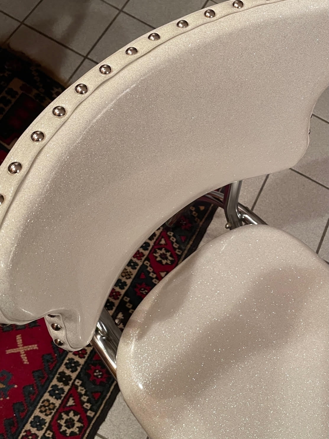 Vinyl Fabric Sparkle Fake Leather Upholstery 54" Wide Sold By The Yard (WARPSPEED WHITE)
