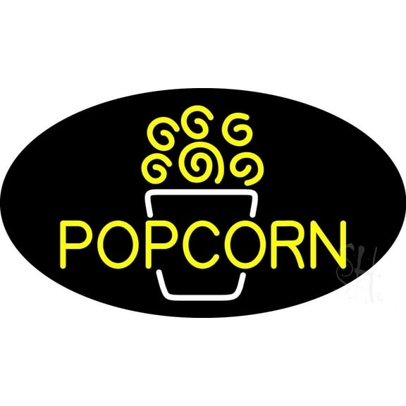 Yellow Popcorn 1 LED Neon Sign 10 x 24 - inches Black Square Cut Acrylic Backing, with Dimmer - Premium built indoor Sign for Cinema, Storefront.