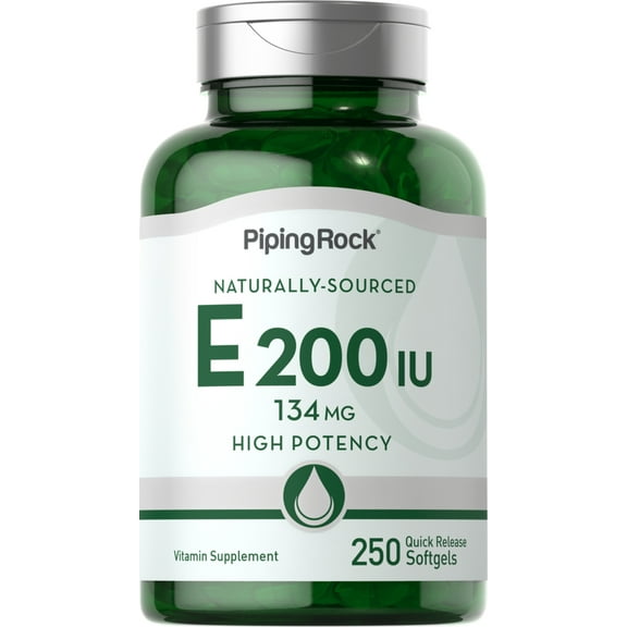 Vitamin E 200 IU | 250 Softgel Capsules for Men and Women | by Piping Rock