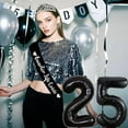 thumbnail image 4 of 25th Birthday Decor for Women Black Quarter Life Crisis Sash 25th Birthday Crown 25th Birthday Party Favors Cake Toppers Give Her Cheering 25th Supplies for Funny Twenty Fine Birthday, 4 of 6