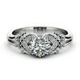 thumbnail image 3 of 0.75ct Natural Diamond Leaf Accent Engagement Ring, 3 of 4