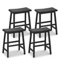 thumbnail image 1 of Gymax Solid Wood Saddle Bar Stools Set of 4 Backless Wooden Barstools w/Footrests Black, 1 of 10