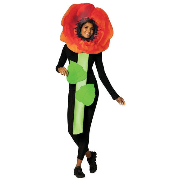 Rasta Imposta Poppy Flower Halloween Costume, Men and Women's, Red, Adult One Size, R7791-OS