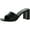 Black, variant on Journee Womens Alisia Open Square Toe Slip On Block Heel Dress Sandals