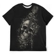 thumbnail image 3 of LAOLIUSN Men's 3D Skull Graphic T Shirt, All Over Print Short Sleeve Crewneck Tee, 88% Polyester 12% Spandex, Casual Novelty Streetwear Tops, S-4XL, 3 of 7