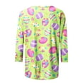 thumbnail image 5 of Xihbxyly Hauts à Manches 3/4 pour Femmes T-shirt à Manches 3/4 à Col Rond Imprimé de Pâques pour Femmes Haut Ample Économies Liquidation Hauts à Manches 3/4, 5 of 5