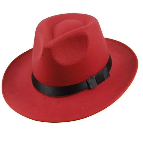 Fedora Hats for Women, Yigetop Men Women Hard Wide Brim Panama Hat Autumn Vintage Cap Fedora Hats for Men Women Felt Jazz Hat Wide Brim Panama Hat with Belt Wide Brim Hats for Men Red2 One Size