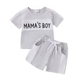 thumbnail image 2 of Bagilaanoe 2pcs Newborn Baby Boy Shorts Set Short Sleeve Letter Print T-shirts Tops + Shorts 3M 6M 9M 12M 18M 24M Infant Casual Summer Clothes, 2 of 9
